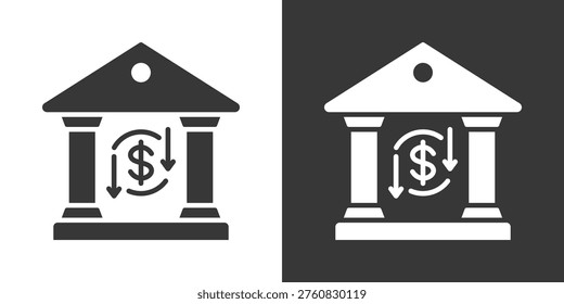 Bank Icon Set Vector Collection Isolated In Black And White