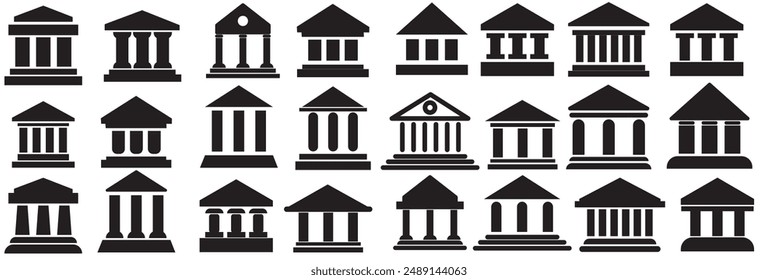 Bank icon set. Vector graphic illustration. Suitable for website design, logo, app, template, and ui.