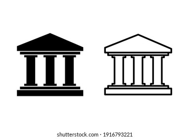 Symbol für die Bank gesetzt. Bank-Vektorsymbol, Museum, Universität