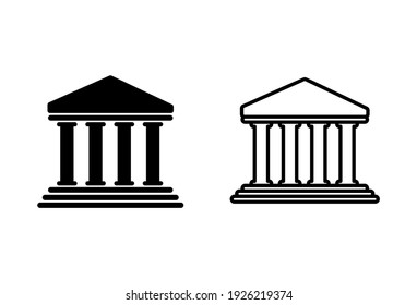 Symbol für die Bank gesetzt. Bank-Vektorsymbol, Museum, Universität