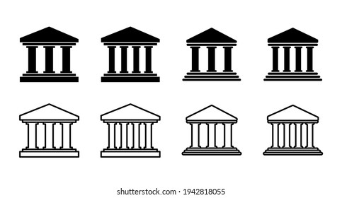 Bank icon set. bank vector icon, museum, university