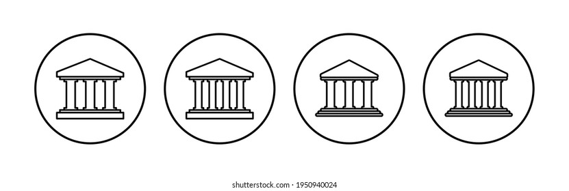 Symbol für die Bank gesetzt. Bank-Vektorsymbol, Museum, Universität