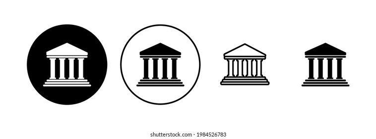 Symbol für die Bank gesetzt. Bank-Vektorsymbol, Museum, Universität