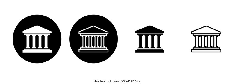 Juego de iconos de banco. icono del vector de banco, museo, universidad