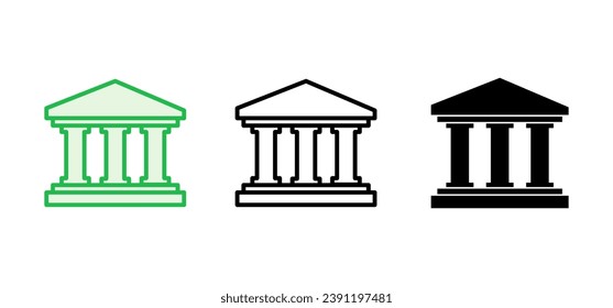Bank icon set. bank vector icon, museum, university