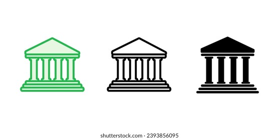 Symbol für die Bank gesetzt. Bank-Vektorsymbol, Museum, Universität