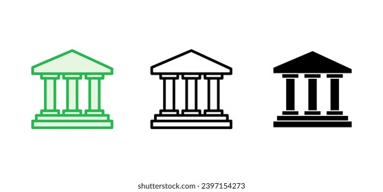 Symbol für die Bank gesetzt. Bank-Vektorsymbol, Museum, Universität