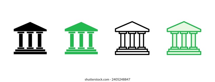 Juego de iconos de banco. icono del vector de banco, museo, universidad