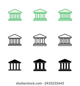 Bank icon set. bank vector icon, museum, university