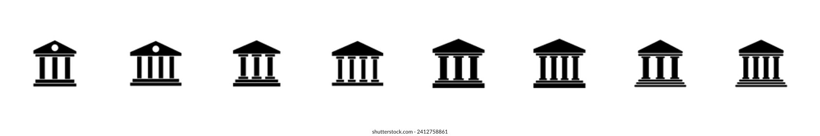 Symbol für die Bank gesetzt. Bank-Vektorsymbol, Museum, Universität