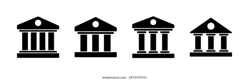 Bank icon set. bank vector icon, museum, university