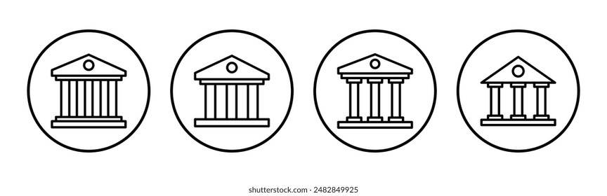Conjunto de iconos del banco. Vector del banco, museo, universidad