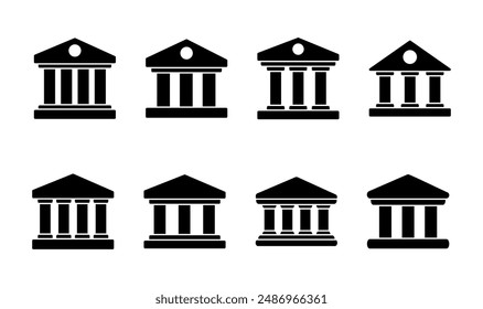 Bank icon set. bank vector icon, museum, university