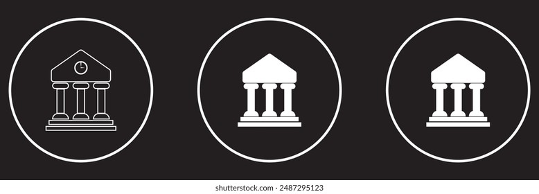 Bank icon set. bank vector icon, museum, university
