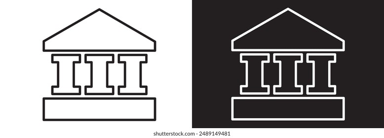 Conjunto de iconos del banco. Vector del banco, museo, universidad