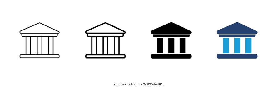 Conjunto de iconos del banco. Vector del banco, museo, universidad