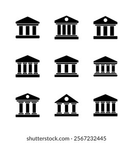 Bank icon set. bank vector icon, museum, university