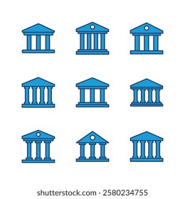 Bank icon set. bank vector icon, museum, university