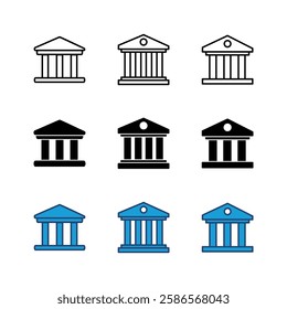 Bank icon set. bank vector icon, museum, university