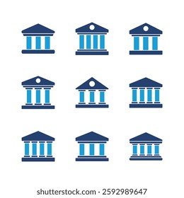 Bank icon set. bank vector icon, museum, university