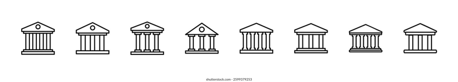 Bank icon set. bank vector icon, museum, university