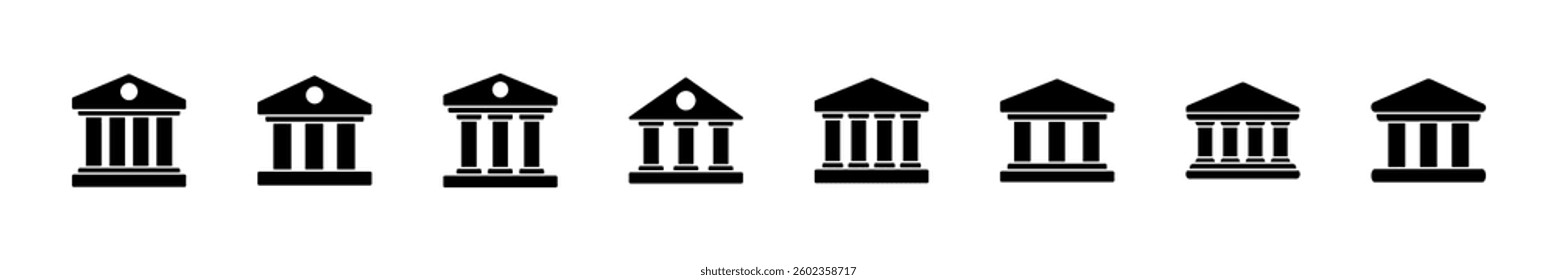 Bank icon set. bank vector icon, museum, university