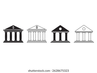 Bank icon set. bank vector icon, museum, university