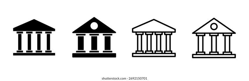 Conjunto de ícones de banco. ícone de vetor de banco, museu, universidade