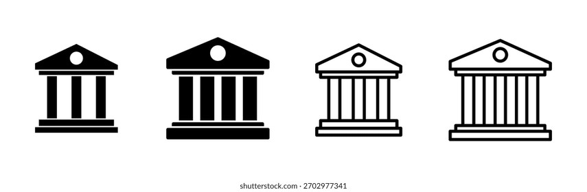 Conjunto de iconos de banco. icono de Vector de banco, museo, universidad