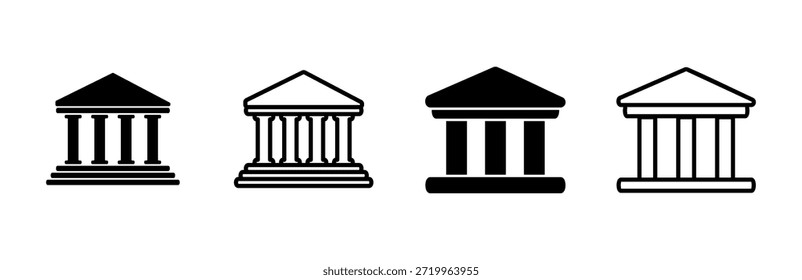 Conjunto de iconos de banco. icono de Vector de banco, museo, universidad