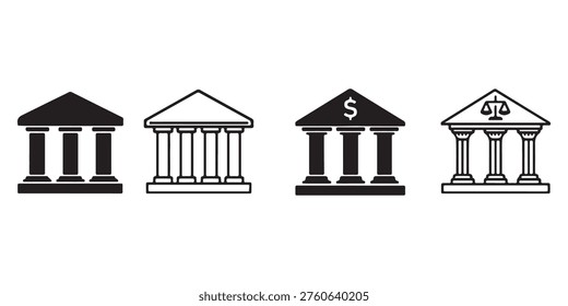 Bank icon set. bank vector icon, museum, university