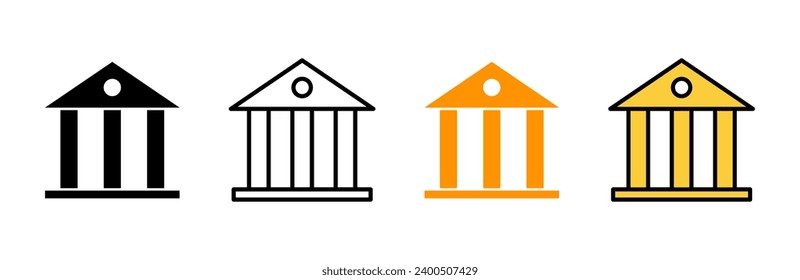Bank-Symbol-Set-Vektor. Bankzeichen und Symbol, Museum, Universität
