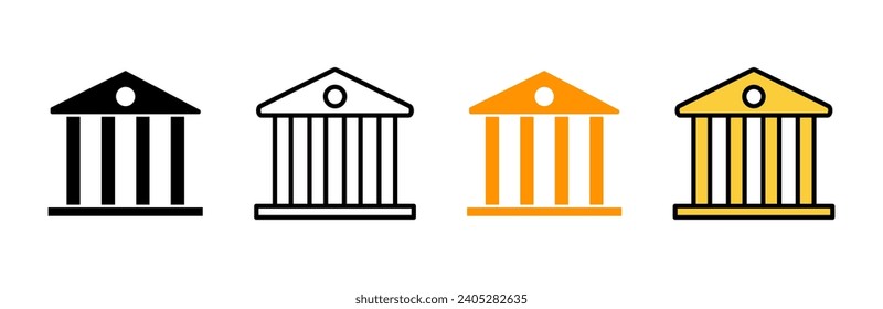 Bank icon set vector. Bank sign and symbol, museum, university