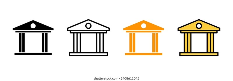 Bank icon set vector. Bank sign and symbol, museum, university