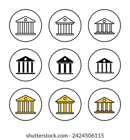 Vector de conjunto de iconos de banco. Signo y símbolo del banco, museo, universidad