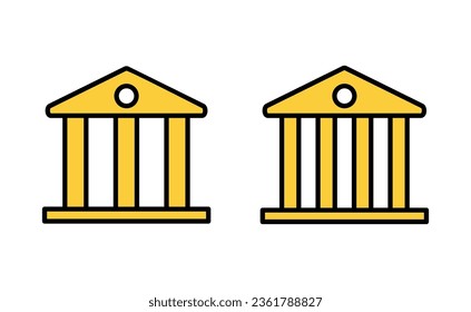 Juego de iconos bancarios para aplicaciones web y móviles. Signo y símbolo del banco, museo, universidad