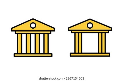 Bank icon set for web and mobile app. Bank sign and symbol, museum, university