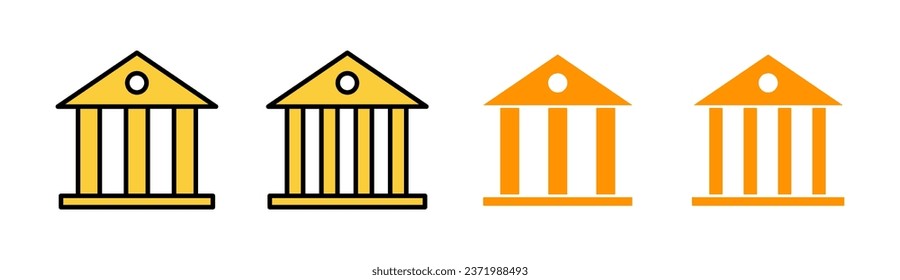 Juego de iconos bancarios para aplicaciones web y móviles. Signo y símbolo del banco, museo, universidad