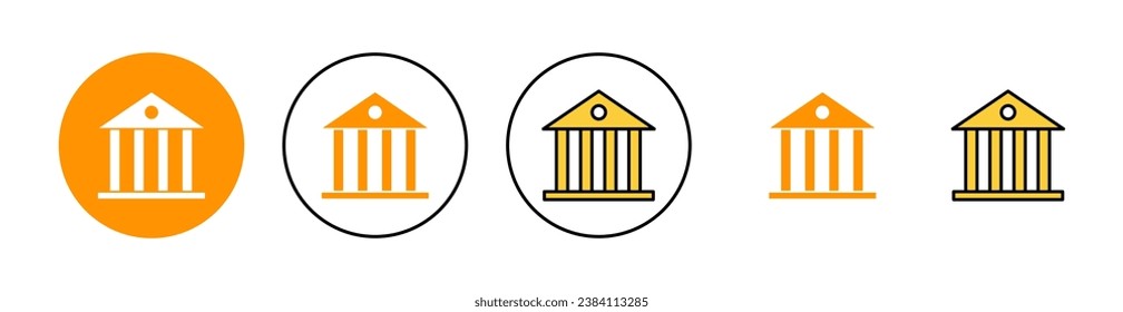 Bank icon set for web and mobile app. Bank sign and symbol, museum, university