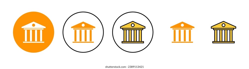 Bank icon set for web and mobile app. Bank sign and symbol, museum, university