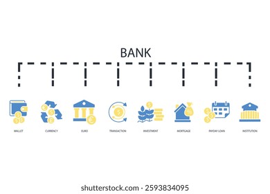 Bank icon set.vector.Editable stroke.linear style sign for use web design,logo.Symbol illustration.