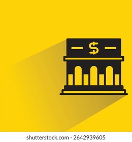 bank icon with shadow on yellow background