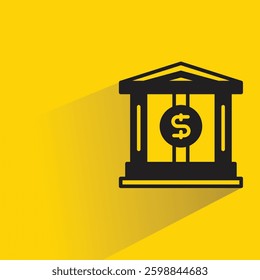 bank icon with shadow yellow background