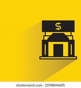 bank icon with shadow yellow background