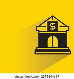 bank icon with shadow yellow background