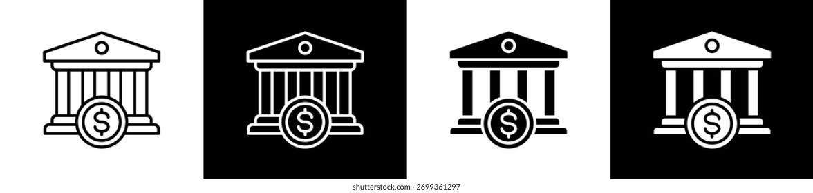 Bank icon sheet multiple style collection