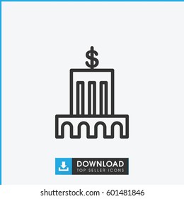 bank icon. simple outline bank vector icon. on white background.