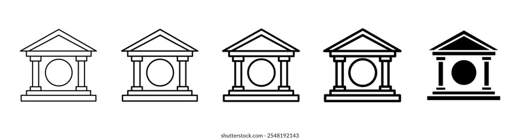 Banksymbol Einfache dünne Linie Logo-Set