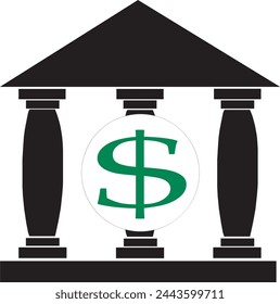 bank icon simple vector illustration, bank icon with dollar sign, bank icon, bank logo, house of money