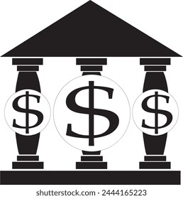 bank icon simple vector illustration, bank icon with dollar sign, bank icon, bank logo, house of money, house of dollar